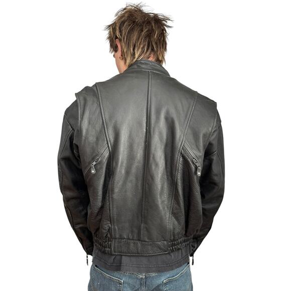 Hot Leathers thinsulate lined black motorcycle jacket snap close neck size XL - Picture 3 of 14